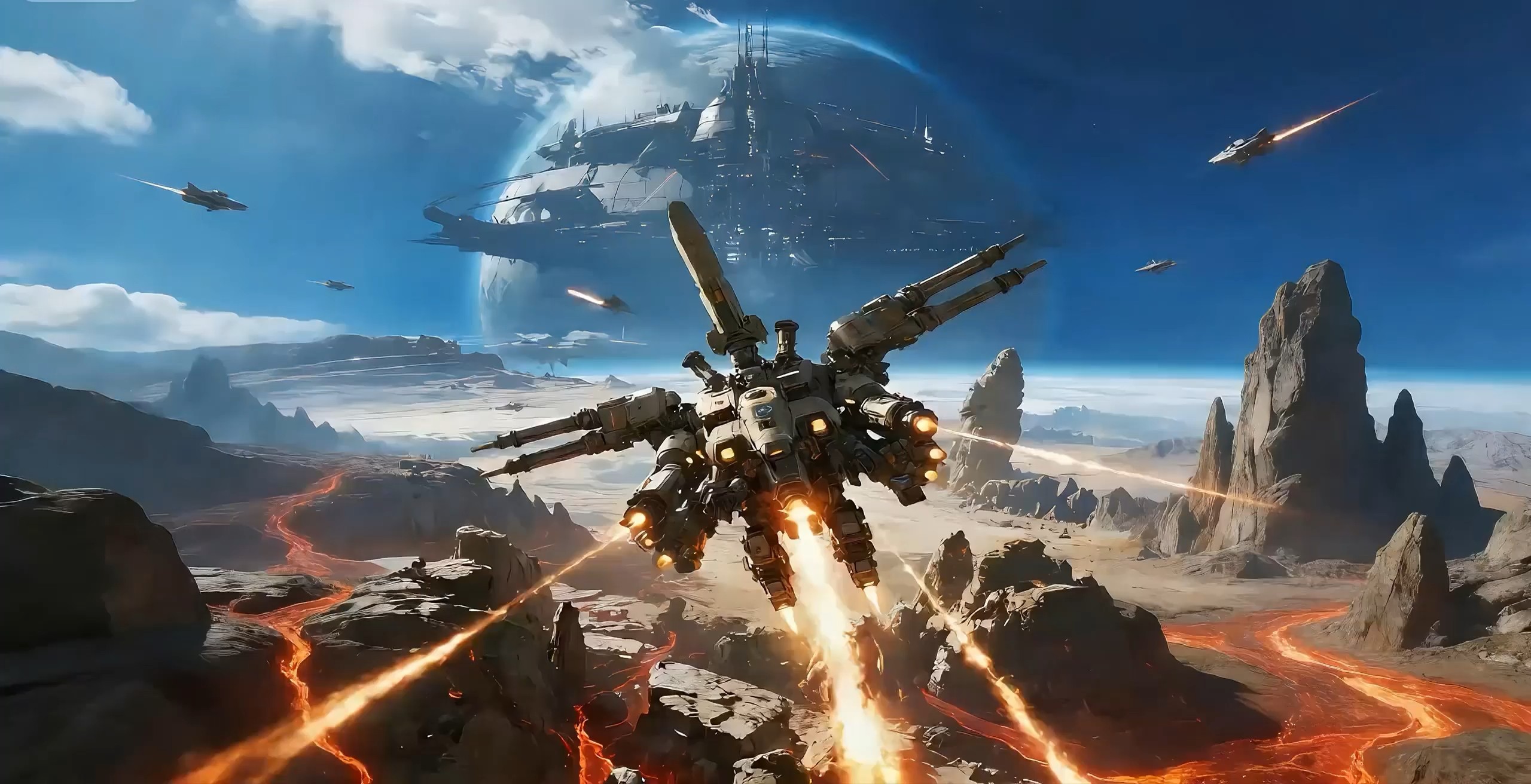 HolyCrab.ai — Seedance 2 sample frame: cinematic sci-fi mech scene.