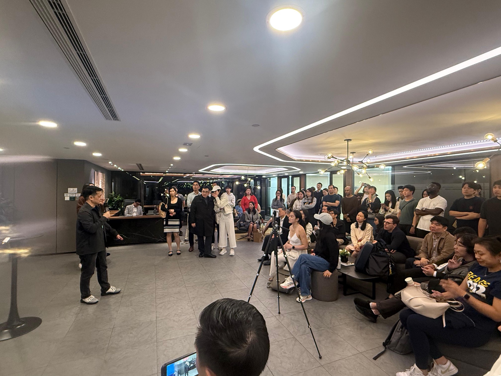 Wide shot of over-capacity crowd at event