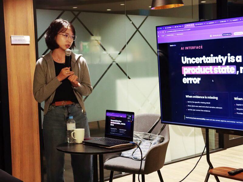 Cora Peng presenting at the PM in the AI Era workshop in Singapore